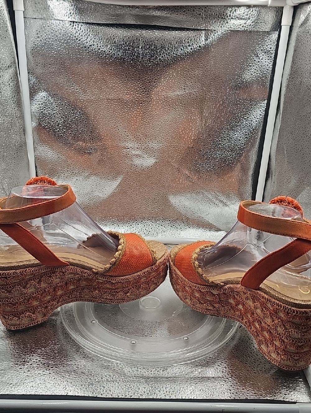 S Orange And Tan Sam Edelman Platform Heels Size 9 - Picture 11 of 12